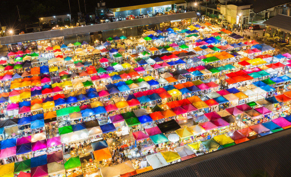 Aerial view of Bangkok flea market